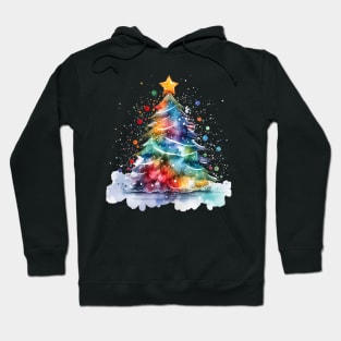 Colorful Christmas Tree Watercolor Hoodie